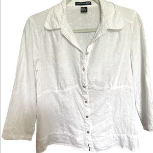 Saint Tropez West White Linen Button Up (M)*flaw*pictured